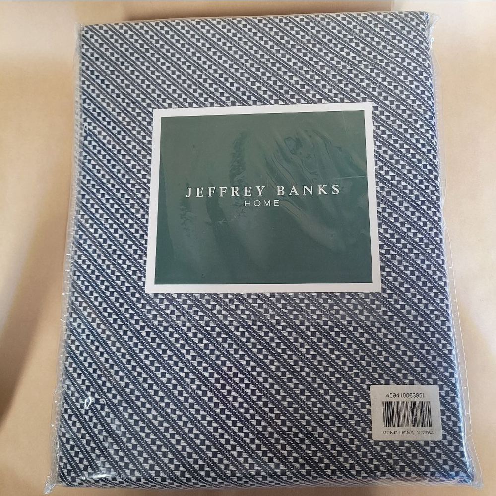 Jeffrey Banks Home King/Cal-King Egyptian Cotton Blanket - Blue & White 108"x90"
